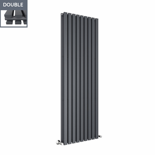 PlumbGalaxy Lulea 1800 x 620mm Anthracite Double Rectangular Panel Vertical Radiator 2