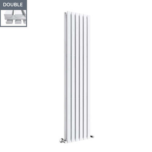 PlumbGalaxy Lulea 1800 x 410mm White Double Rectangular Panel Vertical Radiator 2
