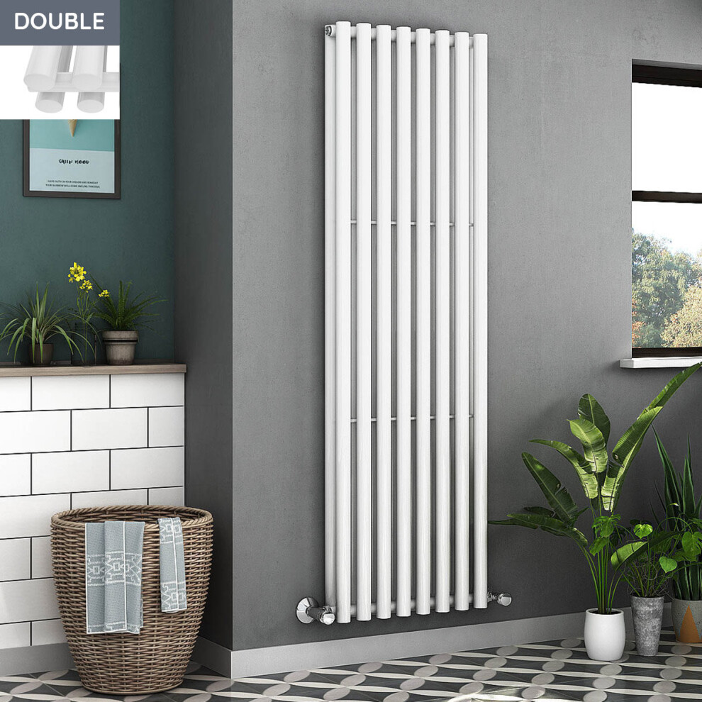 Voss 1800 x 545mm White Double Oval Tube Vertical Bathroom Toilet Home Radiator