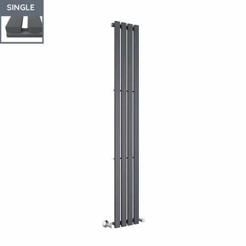 PlumbGalaxy Lulea 1800 x 270mm Anthracite Single Rectangular Panel Vertical Radiator 2