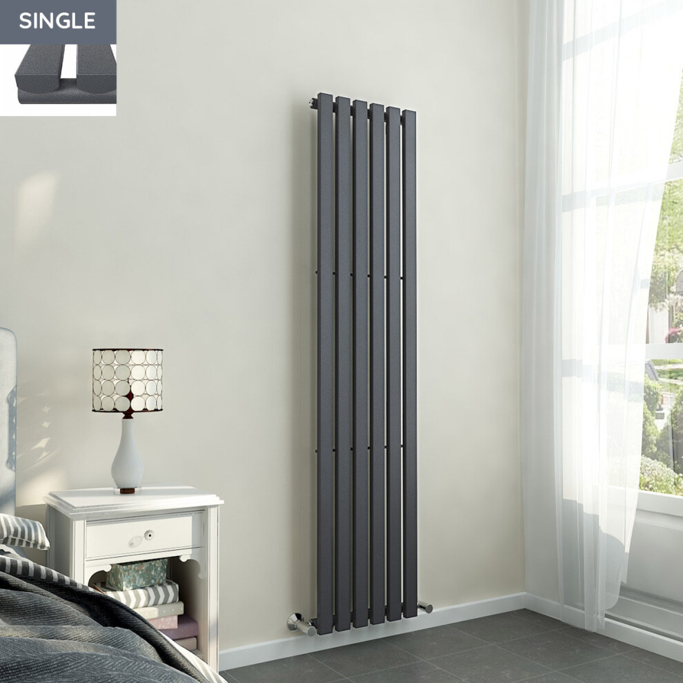 Lulea 1800 x 410mm Anthracite Single Rectangular Panel Vertical Radiator