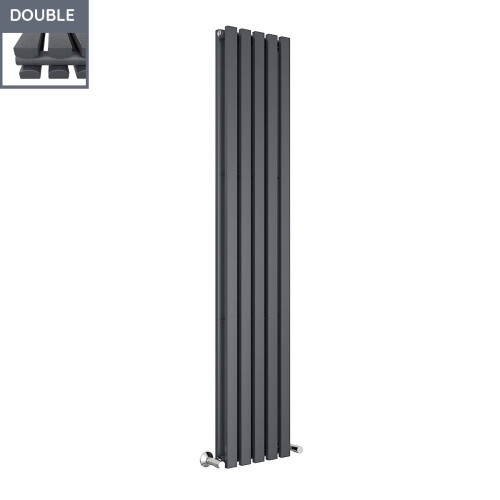 PlumbGalaxy Lulea 1800 x 340mm Anthracite Double Rectangular Panel Vertical Radiator 2