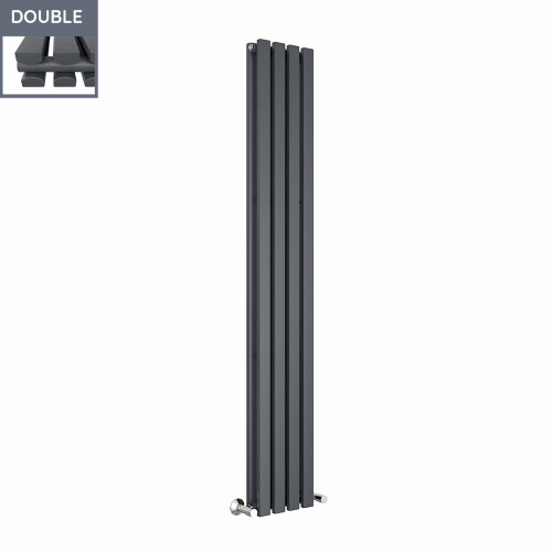 PlumbGalaxy Lulea 1800 x 270mm Anthracite Double Rectangular Panel Vertical Radiator 2