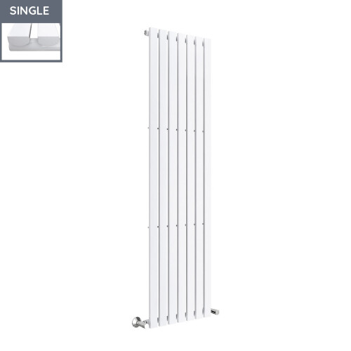 PlumbGalaxy Lulea 1800 x 480mm White Single Rectangular Panel Vertical Radiator 2
