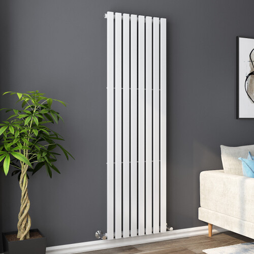 PlumbGalaxy Lulea 1800 x 550mm White Single Rectangular Panel Vertical Radiator 1