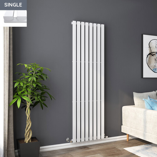 PlumbGalaxy Lulea 1800 x 550mm White Single Rectangular Panel Vertical Radiator