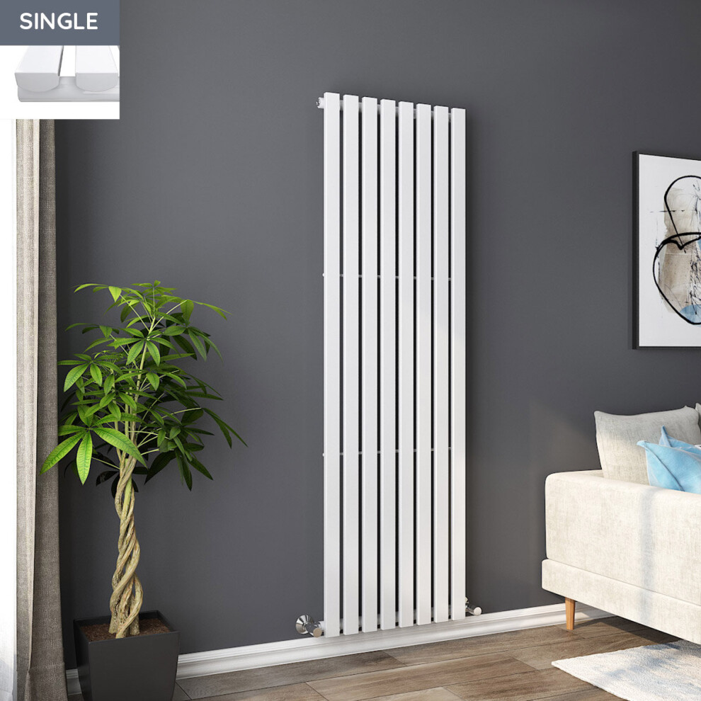 Lulea 1800 x 550mm White Single Rectangular Panel Vertical Radiator