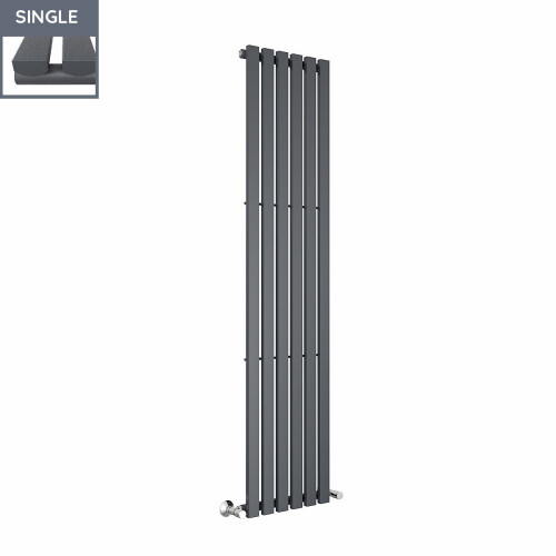 PlumbGalaxy Lulea 1800 x 410mm Anthracite Single Rectangular Panel Vertical Radiator 2