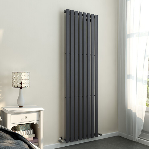 PlumbGalaxy Lulea 1800 x 550mm Anthracite Single Rectangular Panel Vertical Radiator