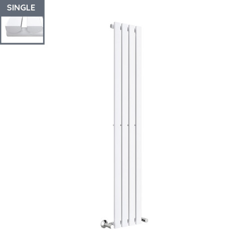 PlumbGalaxy Lulea 1600 x 270mm White Single Rectangular Panel Vertical Radiator 2