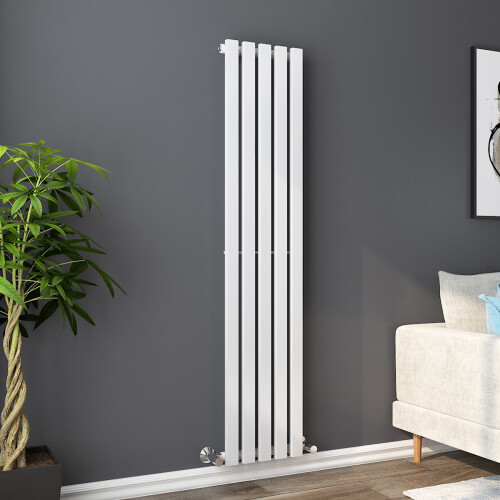 PlumbGalaxy Lulea 1600 x 340mm White Single Rectangular Panel Vertical Radiator 1