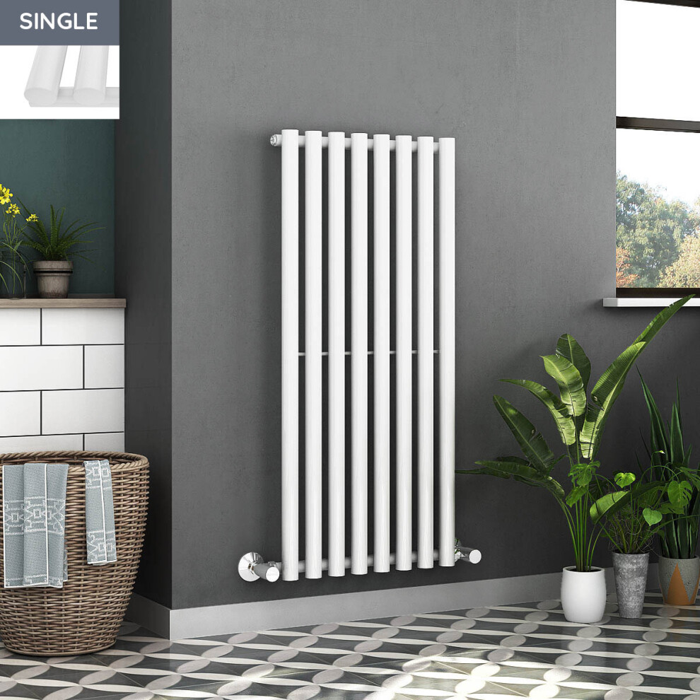 Voss 1200 x 545mm White Single Oval Tube Vertical Bathroom Toilet Home Radiator