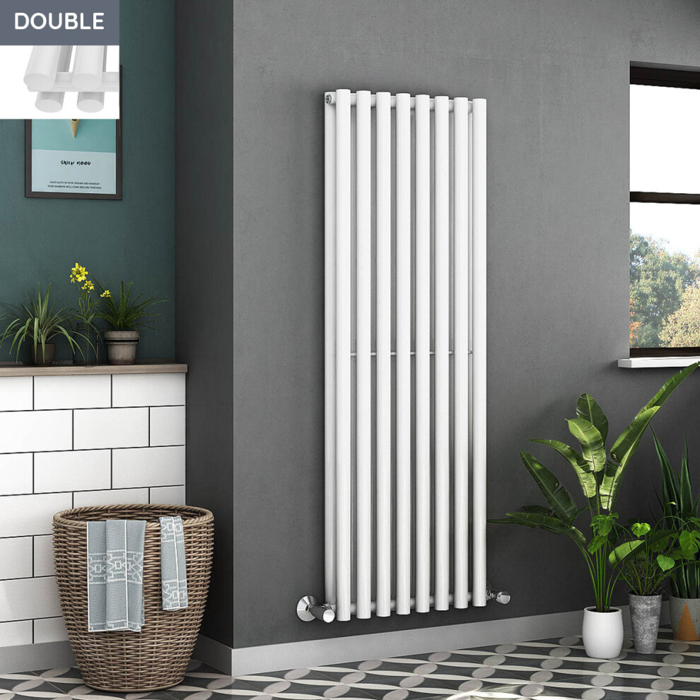 Voss 1600 x 545mm White Double Oval Tube Vertical Bathroom Toilet Home Radiator