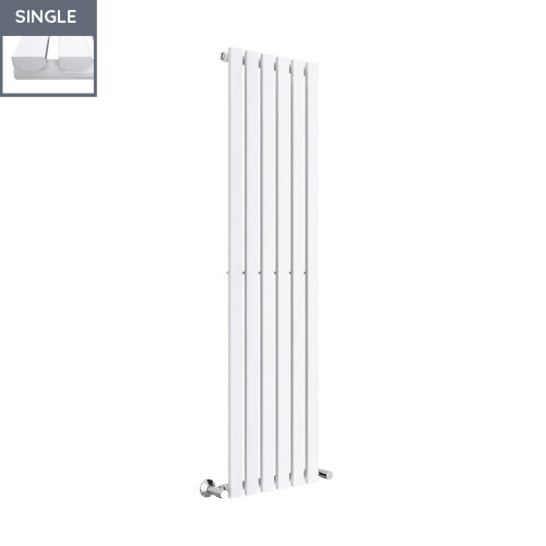 PlumbGalaxy Lulea 1600 x 410mm White Single Rectangular Panel Vertical Radiator 2