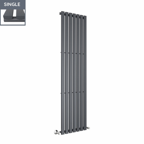 PlumbGalaxy Lulea 1800 x 480mm Anthracite Single Rectangular Panel Vertical Radiator 2