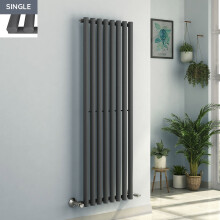 Voss 1600 x 545mm Anthracite Single Oval Tube Vertical Bathroom Toilet Home Radiator