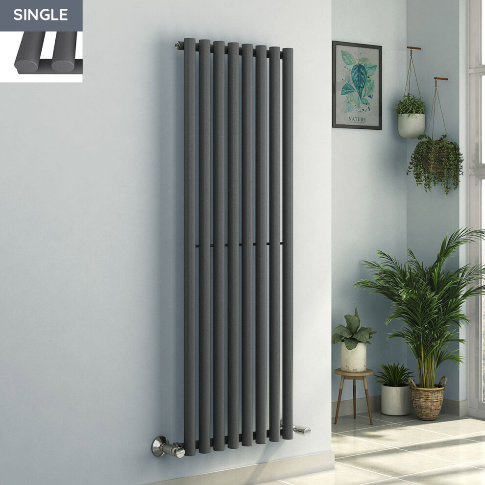Voss 1600 x 545mm Anthracite Single Oval Tube Vertical Bathroom Toilet Home Radiator
