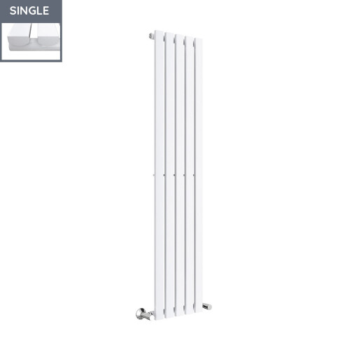 PlumbGalaxy Lulea 1600 x 340mm White Single Rectangular Panel Vertical Radiator 2