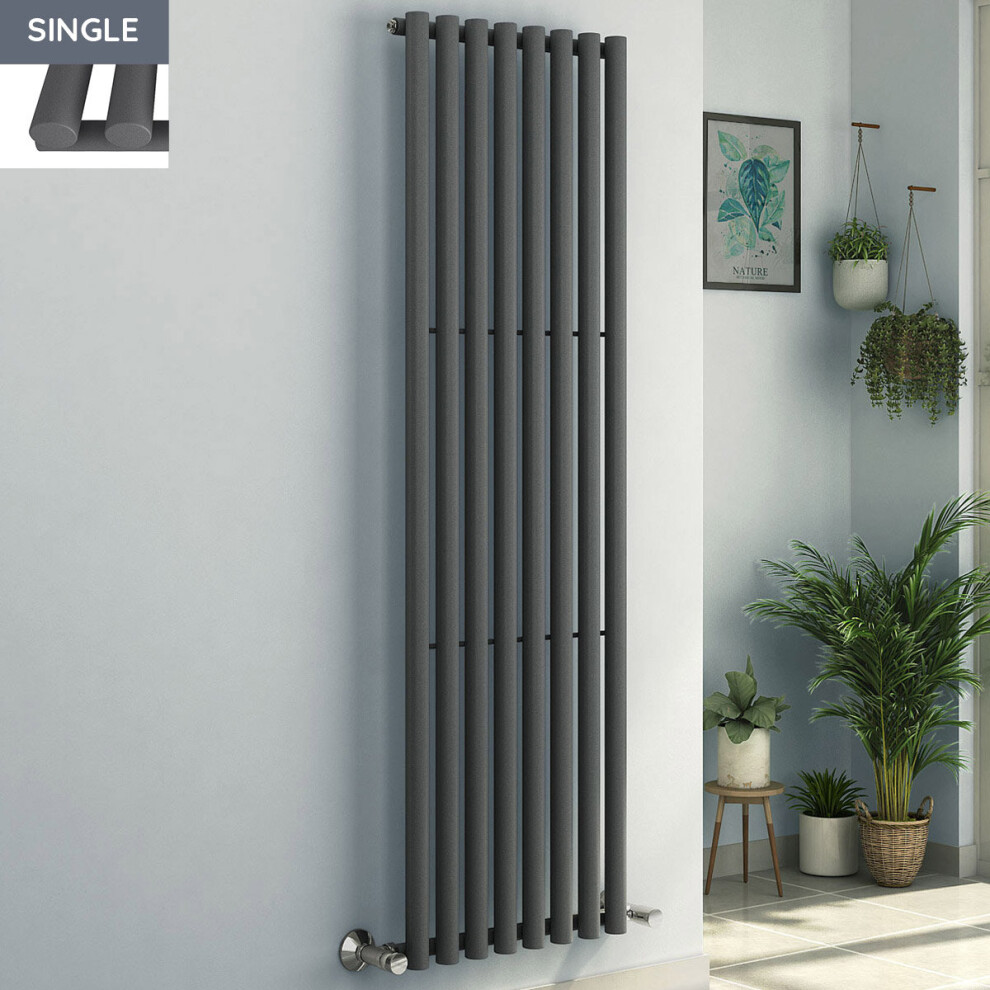 Voss 1800 x 545mm Anthracite Single Oval Tube Vertical Bathroom Toilet Home Radiator