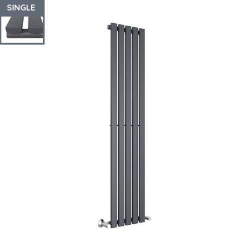 PlumbGalaxy Lulea 1600 x 340mm Anthracite Single Rectangular Panel Vertical Radiator 2