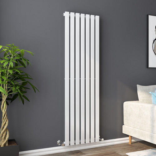 PlumbGalaxy Lulea 1600 x 480mm White Single Rectangular Panel Vertical Radiator 1