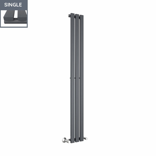 PlumbGalaxy Lulea 1600 x 200mm Anthracite Single Rectangular Panel Vertical Radiator 2
