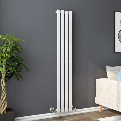 PlumbGalaxy Lulea 1600 x 270mm White Single Rectangular Panel Vertical Radiator 1