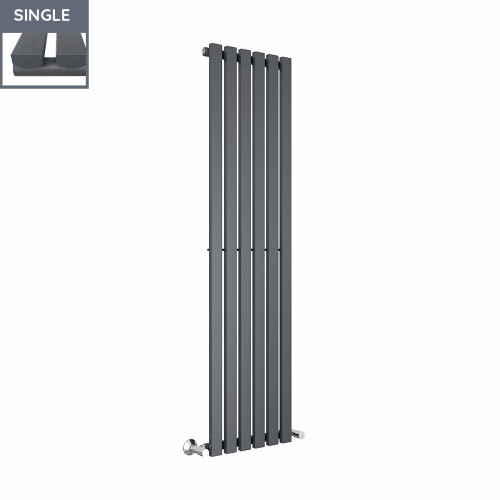 PlumbGalaxy Lulea 1600 x 410mm Anthracite Single Rectangular Panel Vertical Radiator 2