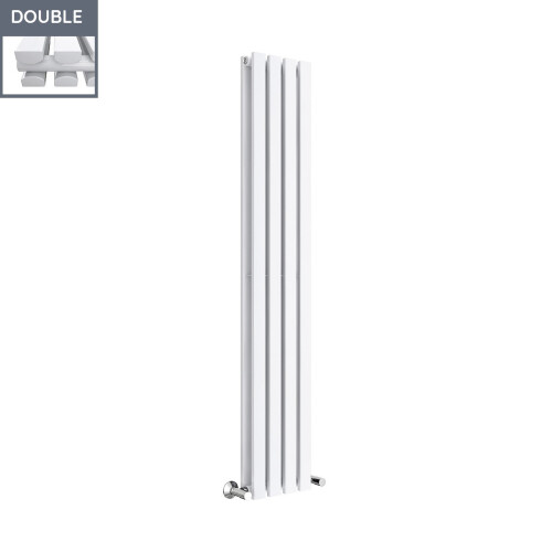 PlumbGalaxy Lulea 1600 x 270mm White Double Rectangular Panel Vertical Radiator 2