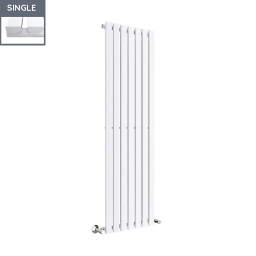 PlumbGalaxy Lulea 1600 x 480mm White Single Rectangular Panel Vertical Radiator 2
