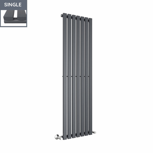 PlumbGalaxy Lulea 1600 x 480mm Anthracite Single Rectangular Panel Vertical Radiator 2