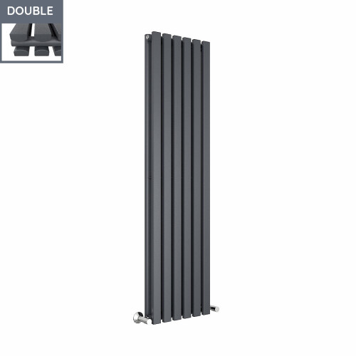 PlumbGalaxy Lulea 1600 x 410mm Anthracite Double Rectangular Panel Vertical Radiator 2
