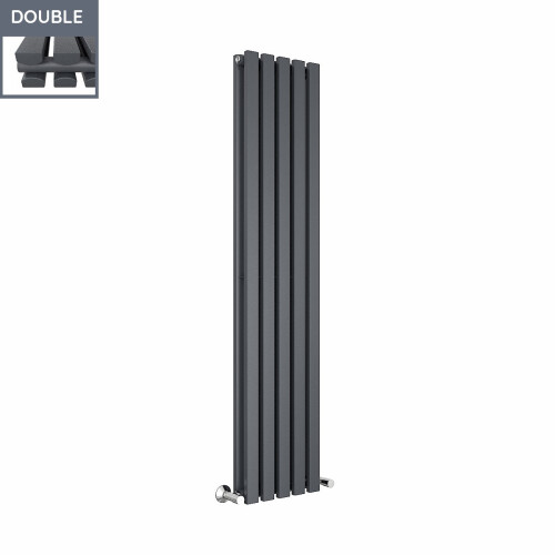 PlumbGalaxy Lulea 1600 x 340mm Anthracite Double Rectangular Panel Vertical Radiator 2