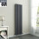 PlumbGalaxy Lulea 1600 x 410mm Anthracite Double Rectangular Panel Vertical Radiator 1