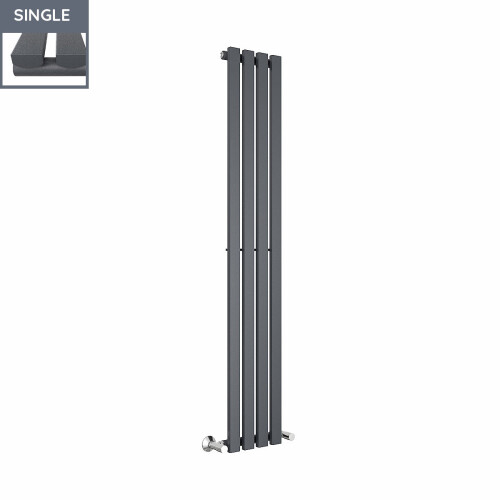 PlumbGalaxy Lulea 1600 x 270mm Anthracite Single Rectangular Panel Vertical Radiator 2
