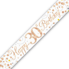 Holographic Rose Gold Happy 30th Birthday Banner