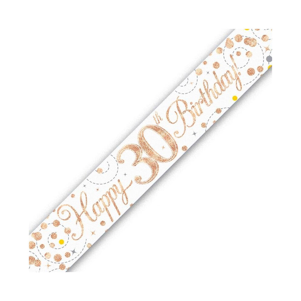 Oaktree Holographic Rose Happy 30Th Birthday Banner Gold