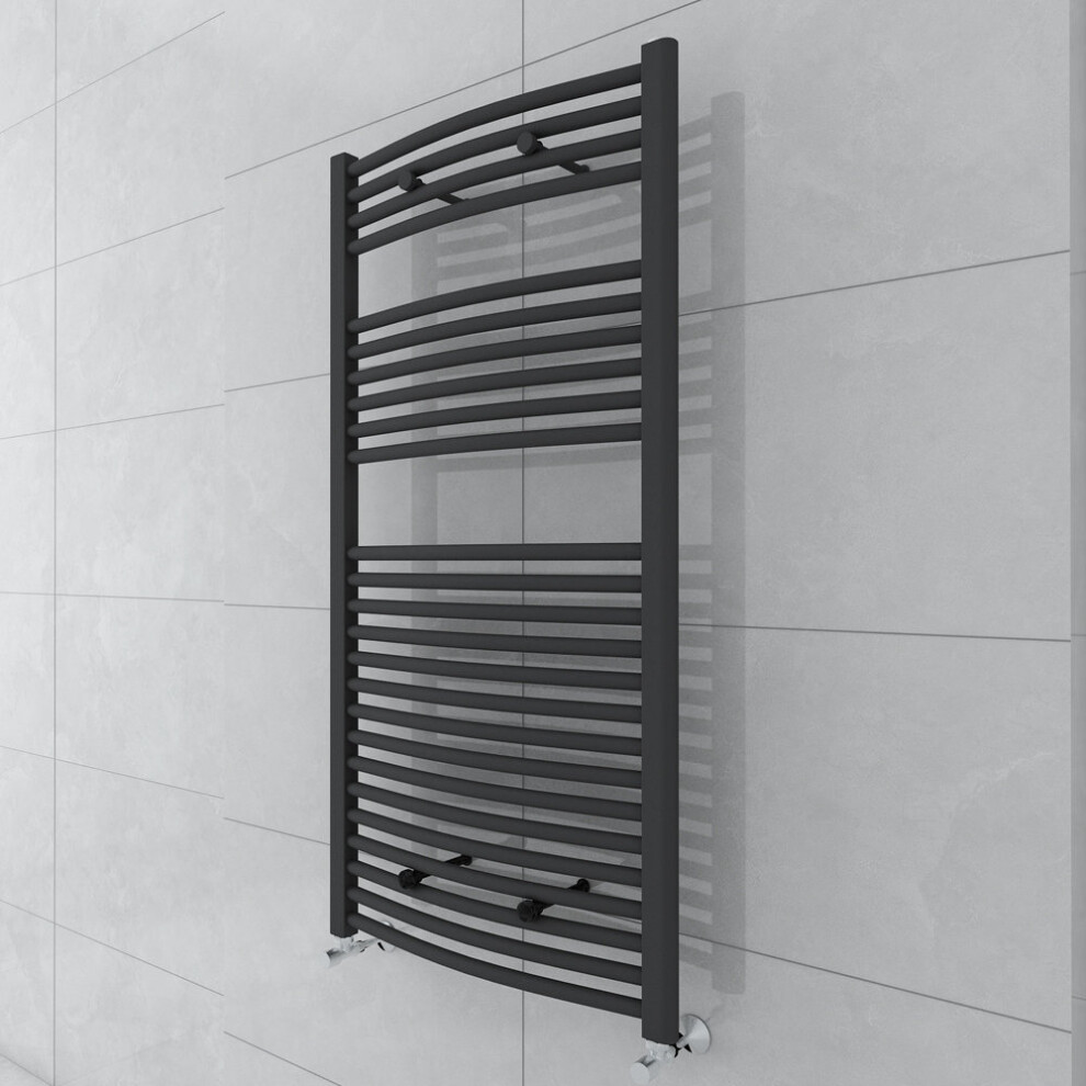 Fjord 1200 x 600mm Curved Grey Towel Radiator