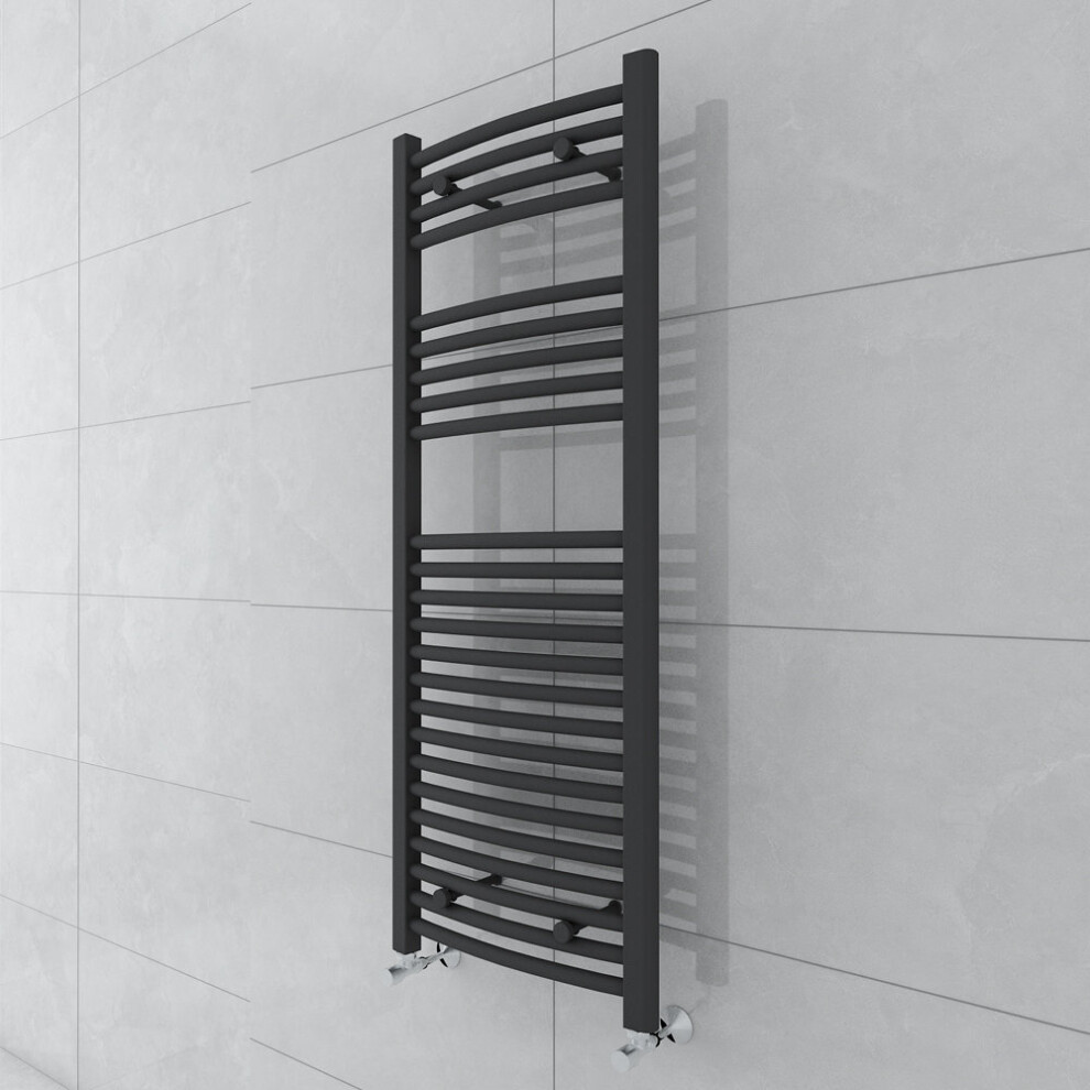 Plumbgalaxy Fjord 1200 X 450Mm Curved Grey Towel Radiator