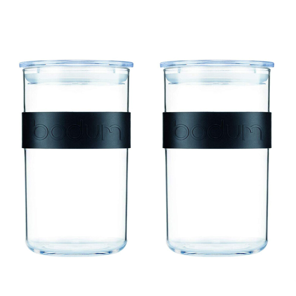 Bodum Presso Set Of 2 Storage Jars Black 1L