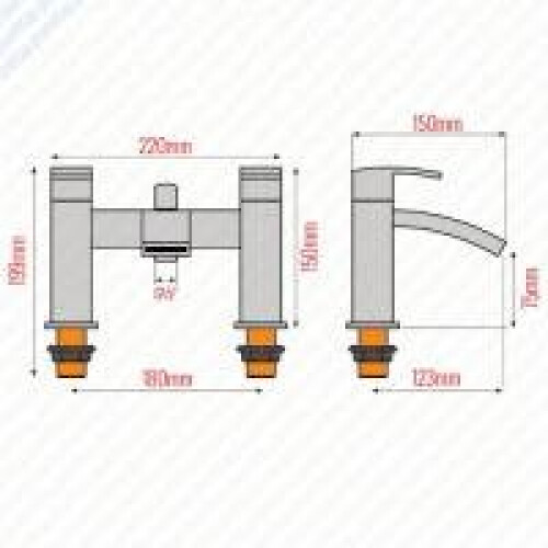 Chrome square waterfall style bath shower mixer tap 1