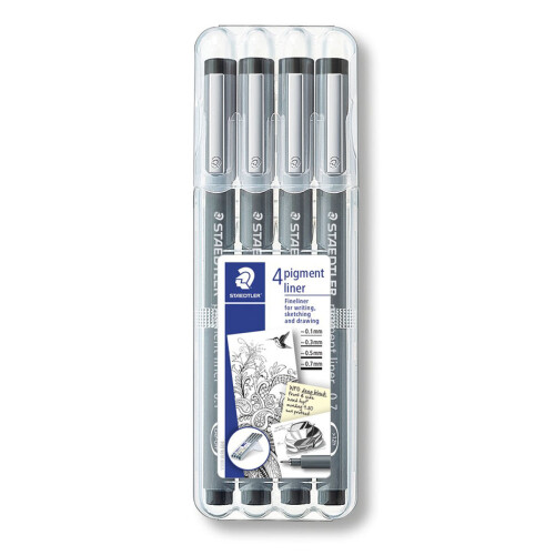 Staedtler Staedtler pigment liner 308 Black 4pc(s) fineliner