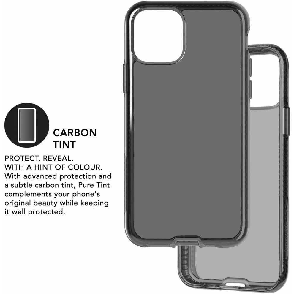 (Pure Tint) Tech21 Protective Ultra Thin Back Cover Case With Bulletshield Protection For Apple Iphone 11 Black 5056234729496