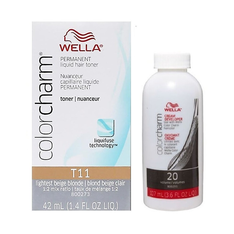 (T11+Developer (vol.20)) Wella Colour Charm Liquid Colour Toner 42ml