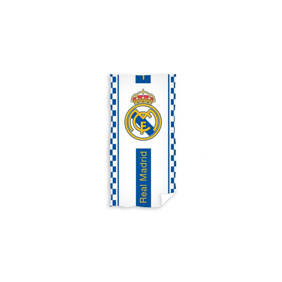 Real Madrid F.c. Official Licensed Large Velour Beach Towel White