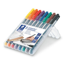 Filzstift - STAEDTLER - Lumocolor Permanent 0,6 - Set von 8 - Assortiert - Wischfest - Fein