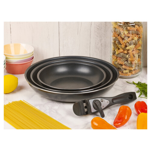 URBN-CHEF (4 Piece Frying Pan Set) Black Stackable Frying & Saucepan Set | Non Stick Pan Set 2