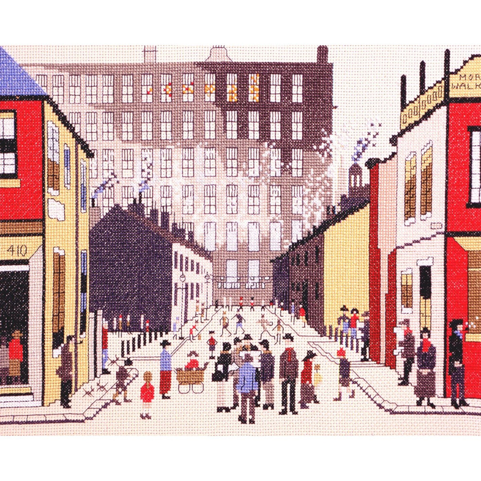 Street Scene Counted Cross Stitch Kit by L.S. Lowry