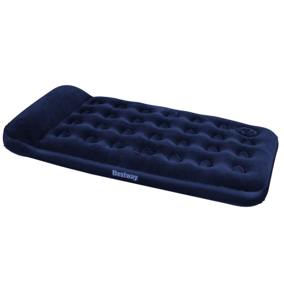 Bestway Inflatable Flocked Airbed Camping Air Mattress With Built-In Foot Pump