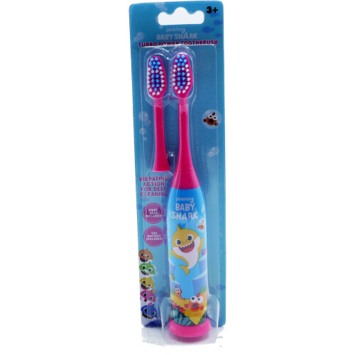 Baby Shark Kids Battery Powered Toothbrush Turbo Power With Extra Head